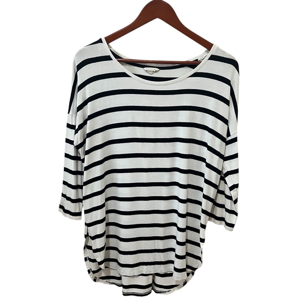 Club Monaco Black and White Striped 3/4  Sleeve Tunic Size Medium